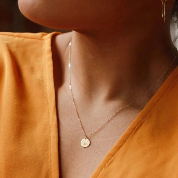 "Fingers Crossed" Sign Language Gold Disc Necklace - Picture 9 of 9